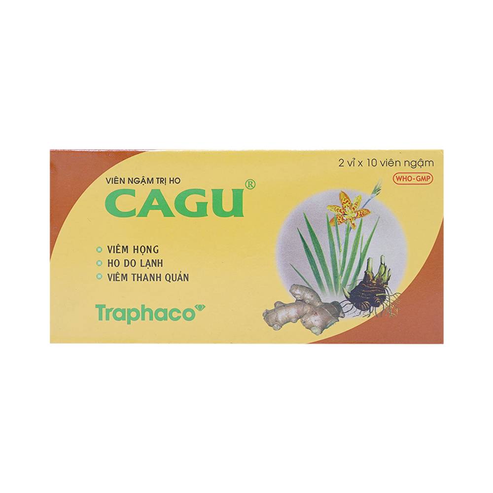 Viên ngậm Cagu điều trị viêm họng, ho do lạnh, viêm thanh quản (2 vỉ x 10 viên)