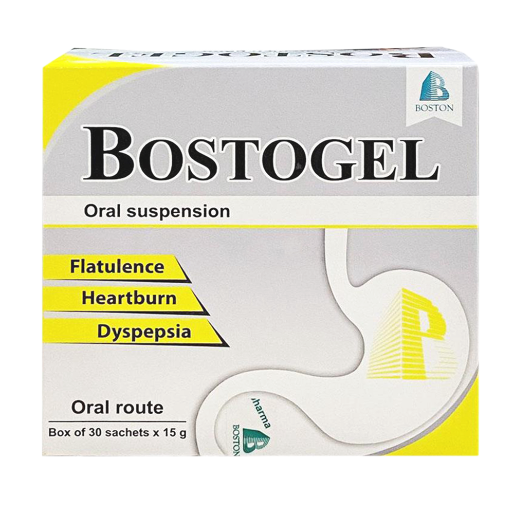 Hỗn dịch uống Bostogel làm giảm các triệu chứng khó tiêu, ợ nóng, đầy hơi (30 gói x 15g)