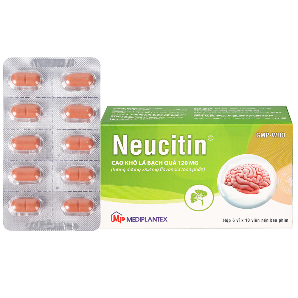 Thuốc Neucitin 120mg điều trị suy giảm trí nhớ (6 vỉ x 10 viên)