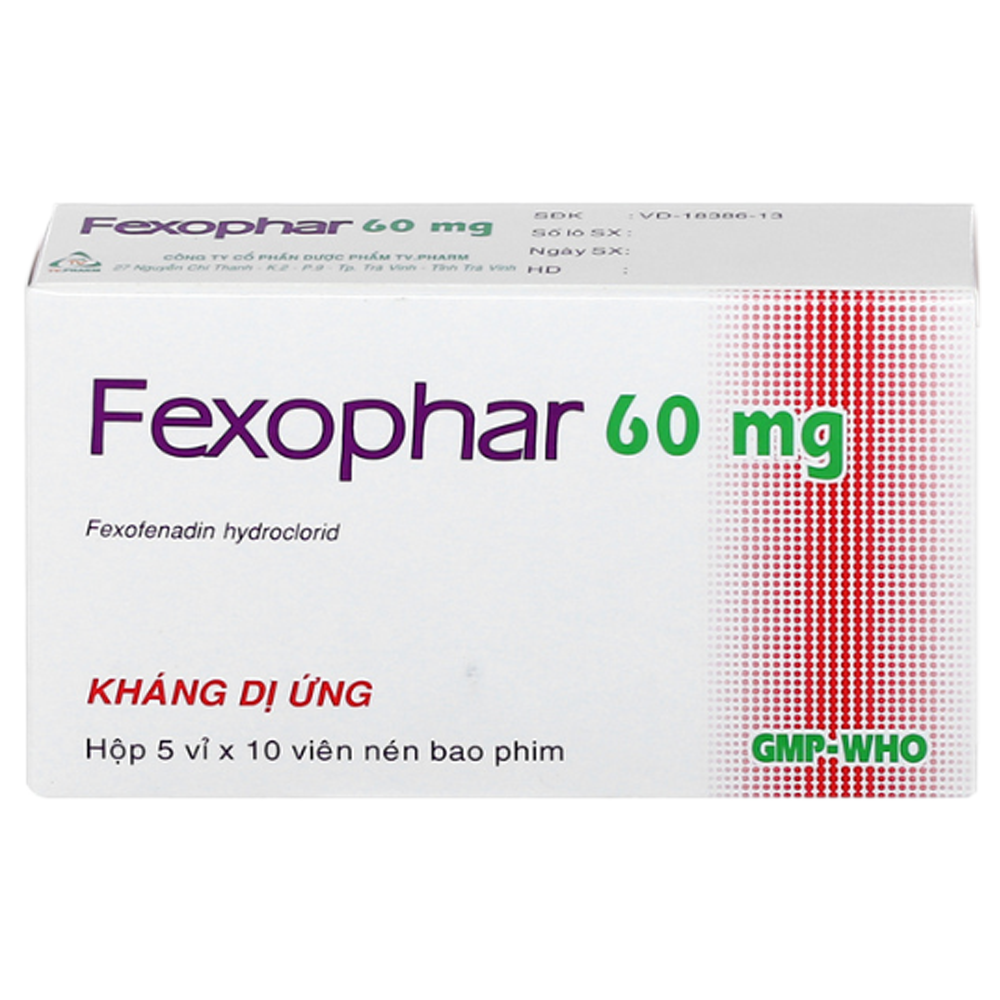 Thuốc Fexophar 60mg trị viêm mũi dị ứng, mày đay (5 vỉ x 10 viên)