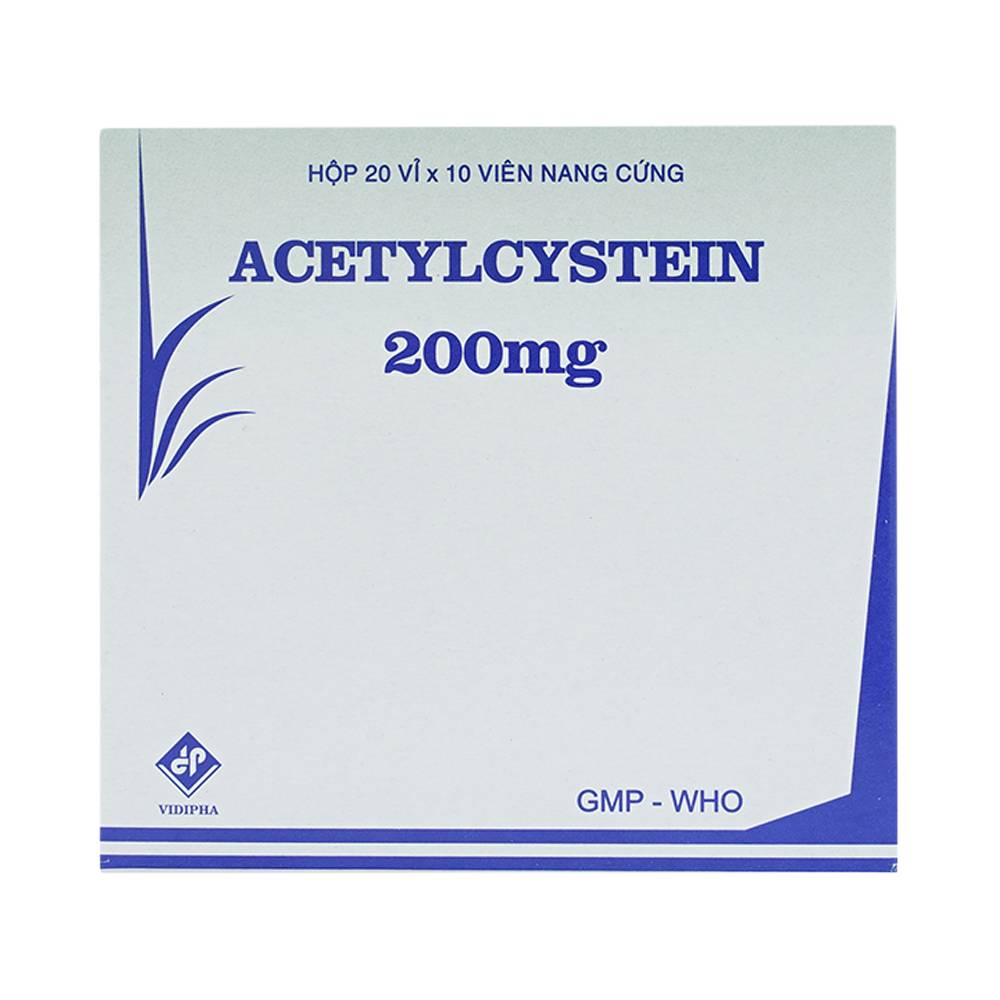Thuốc Acetylcystein 200mg Vidipha tiêu nhầy, loãng đàm, giảm ho (20 vỉ x 10 viên)