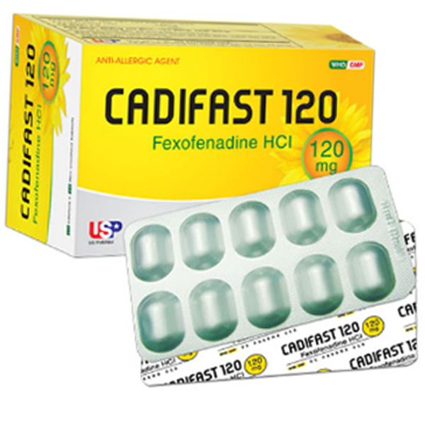 Cadifast 120mg trị viêm mũi dị ứng, mày đay (3 vỉ x 10 viên)