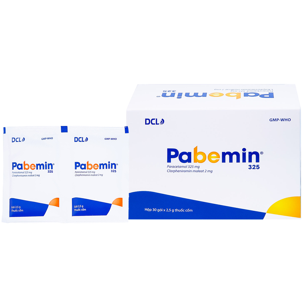 Thuốc Pabemin 325 hỗ trợ giảm đau, hạ sốt, cảm cúm (Hộp 30 gói)