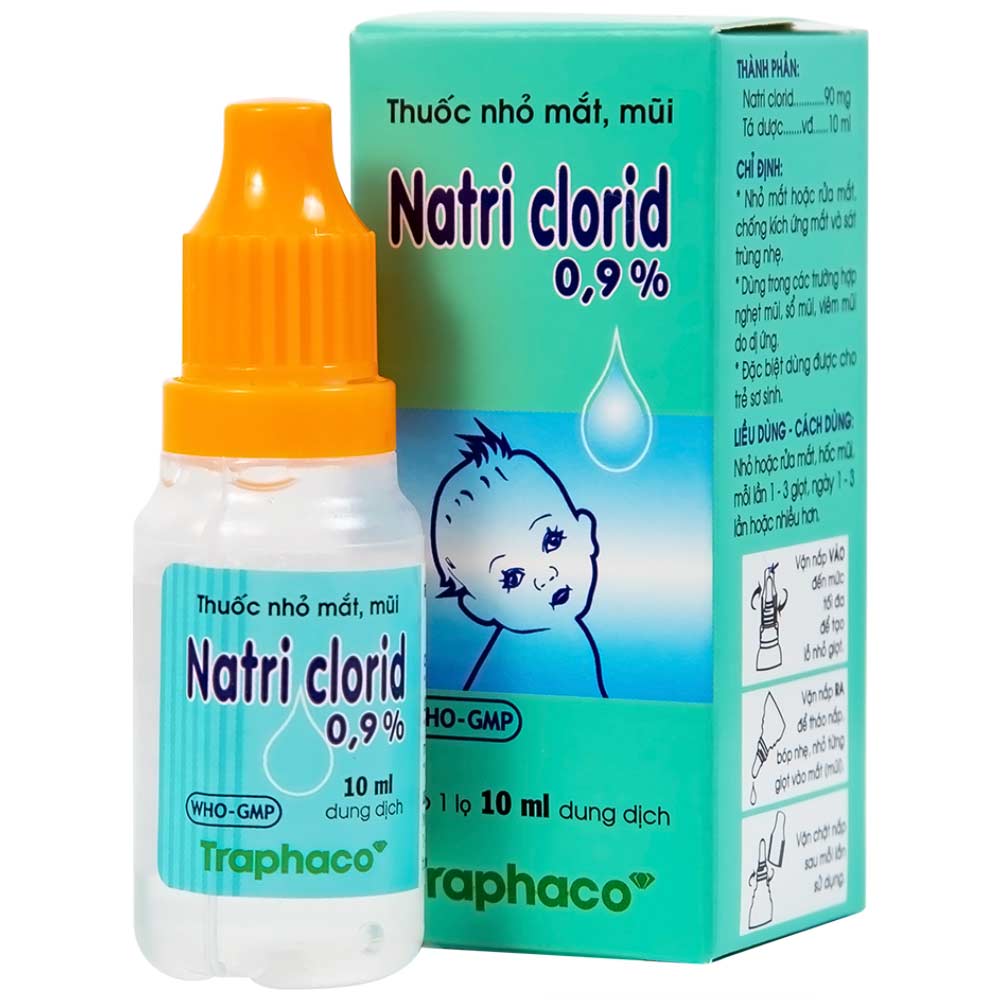 Natri Clorid Traphaco 0.9%: Nhỏ mắt mũi (10ml)