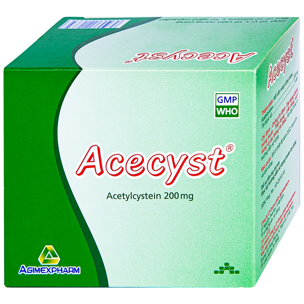 Thuốc Acecyst 200ng tiêu nhầy, loãng đàm, giảm ho (10 vỉ x 10 viên)