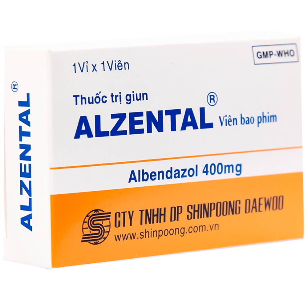 Thuốc Alzental 400mg điều trị nhiễm giun (1 vỉ x 1 viên)