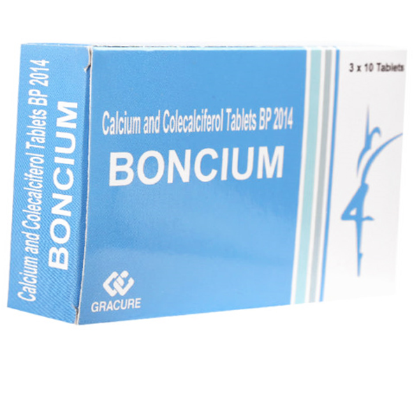 Thuốc Boncium điều trị, phòng ngừa thiếu D3 và calci (3 vỉ x 10 viên)