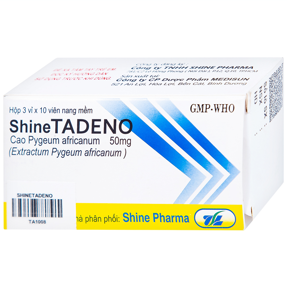 Thuốc ShineTadeno 50mg hỗ trợ điều trị phì đại lành tính tiền liệt tuyến (3 vỉ x 10 viên)