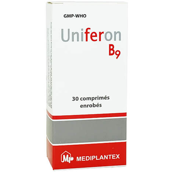 Thuốc bao đường UNIFERON B9 bổ sung sắt, bổ máu (3 vỉ x 10 viên)
