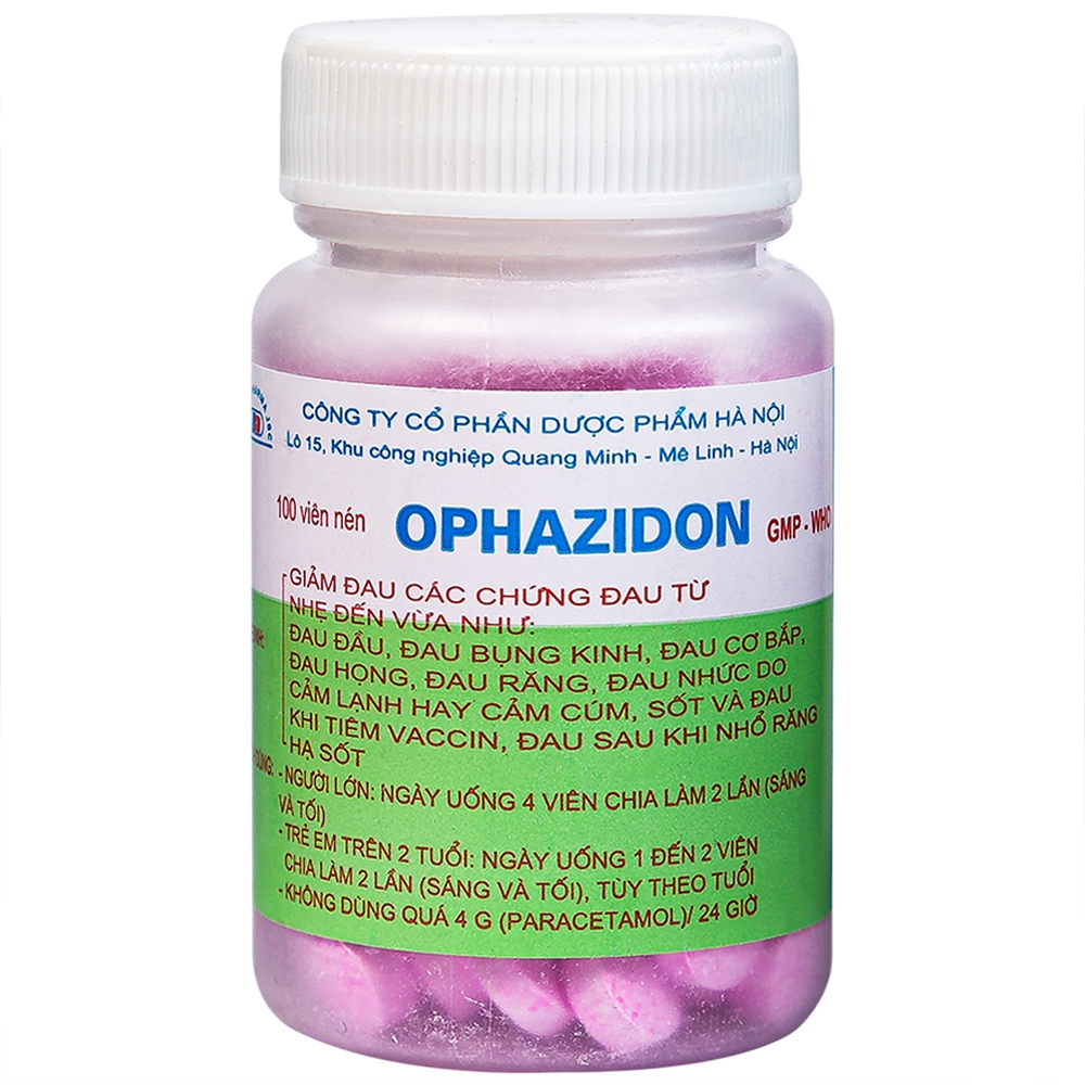Thuốc OPHAZIDON 250mg/10mg làm giảm đau các cơn đau, hạ sốt (chai 100 viên)