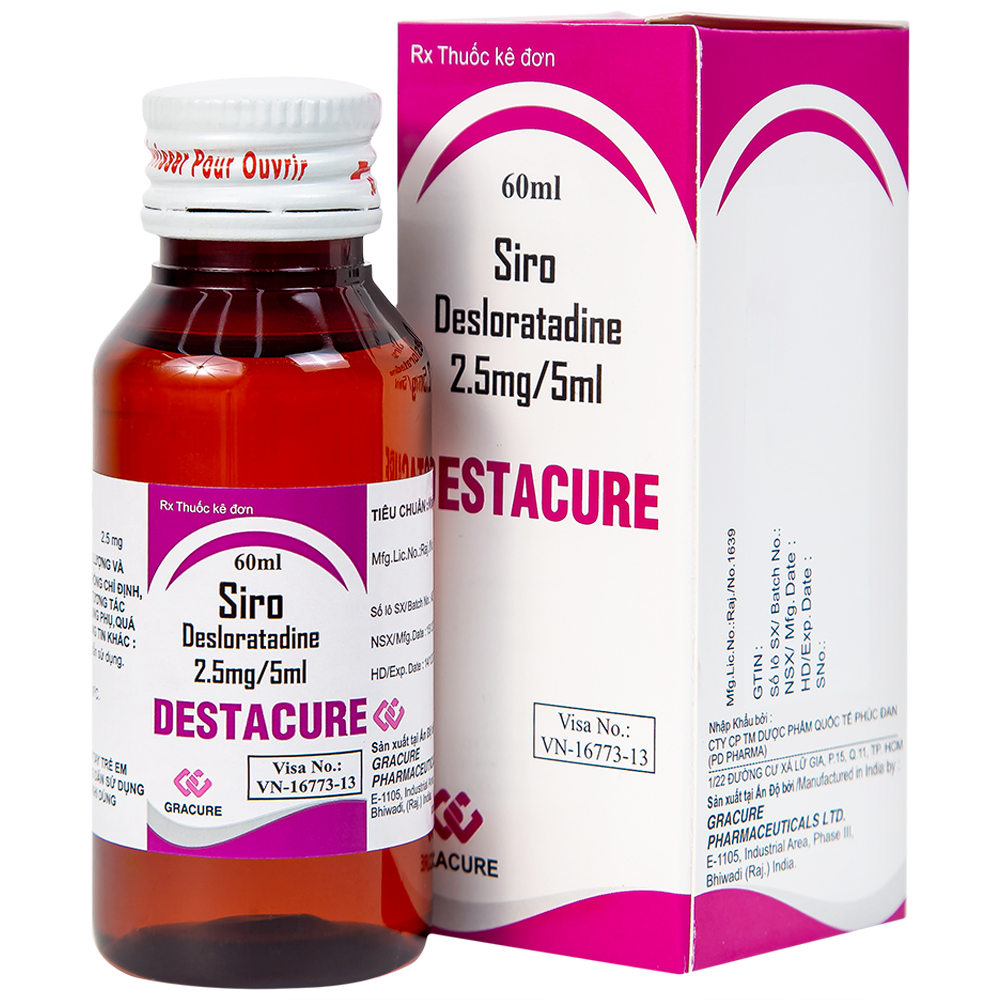 Siro Destacure 2.5mg/5ml điều trị viêm mũi dị ứng và mề đay tự phát (Chai 60ml)