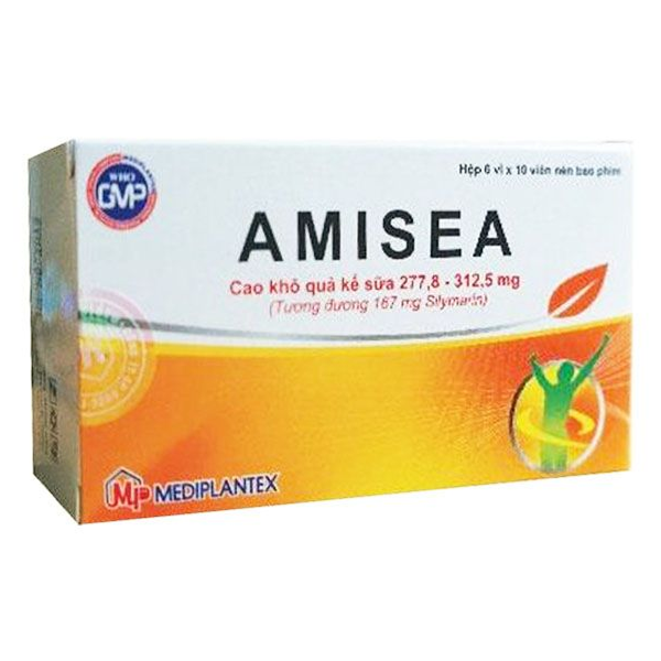 Thuốc Amisea 167mg hỗ trợ điều trị viêm gan mạn và xơ gan (6 vỉ x 10 viên)