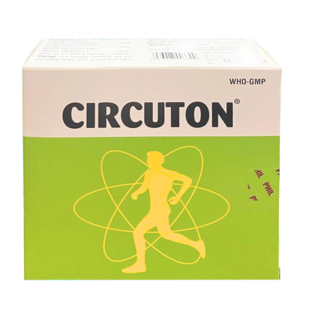 Thuốc Circuton cải thiện tuần hoàn máu não, mất trí nhớ và xơ vữa động mạch (12 vỉ x 5 viên)