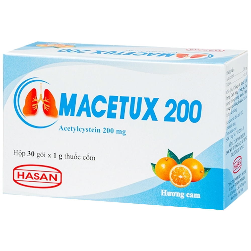 Bột pha uống Macetux 200mg Hasan tiêu chất nhầy trong bệnh nhầy nhớt (30 gói x 1g)