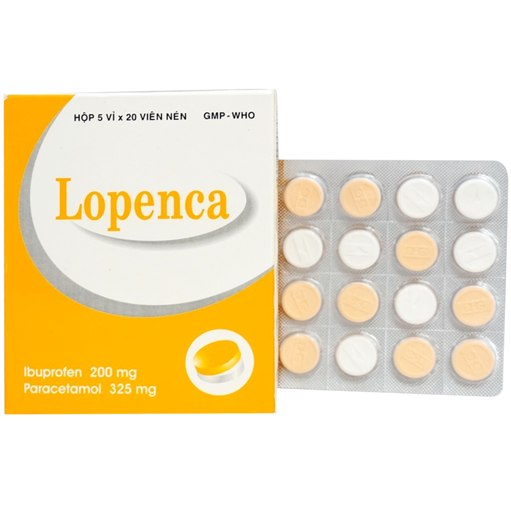 Thuốc Lopenca 200mg/325mg làm giảm đau các cơn đau, hạ sốt (5 vỉ x 20 viên)