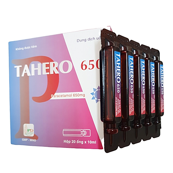 Dung dịch uống TAHERO 650MG giảm đau từ nhẹ đến vừa và hạ sốt (20 ống x 10ml)