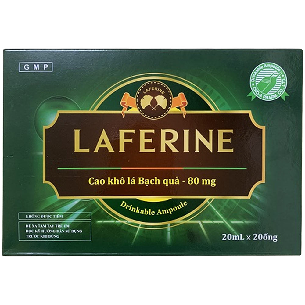 Dung dịch uống Laferine điều trị chóng mặt, ù tai, trí nhớ kém, khó tập trung (20 ống x 20ml)
