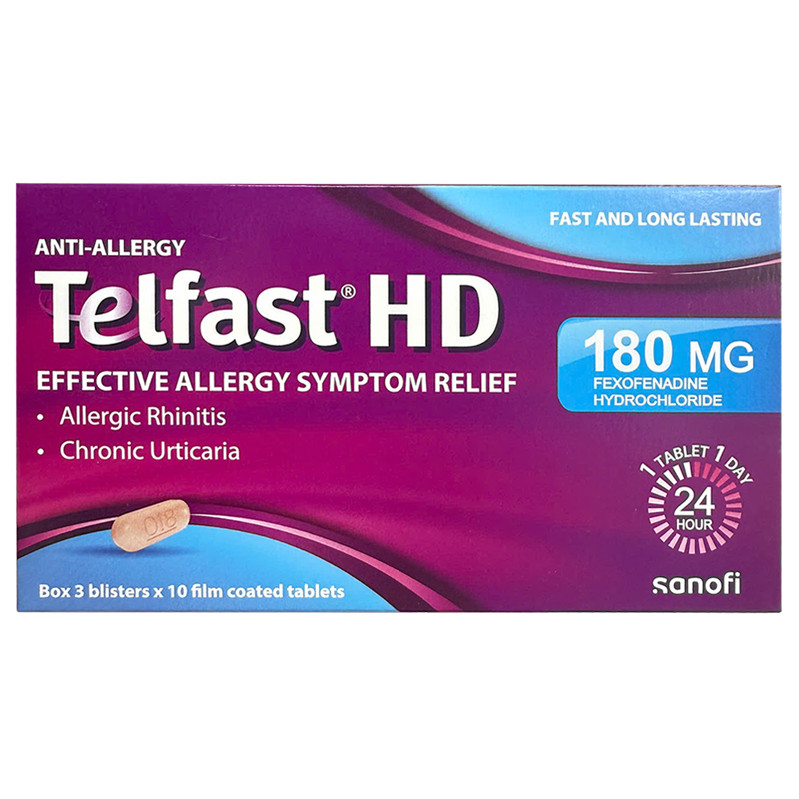 Telfast HD 180mg trị viêm mũi dị ứng Sanofi (hộp 30 viên)