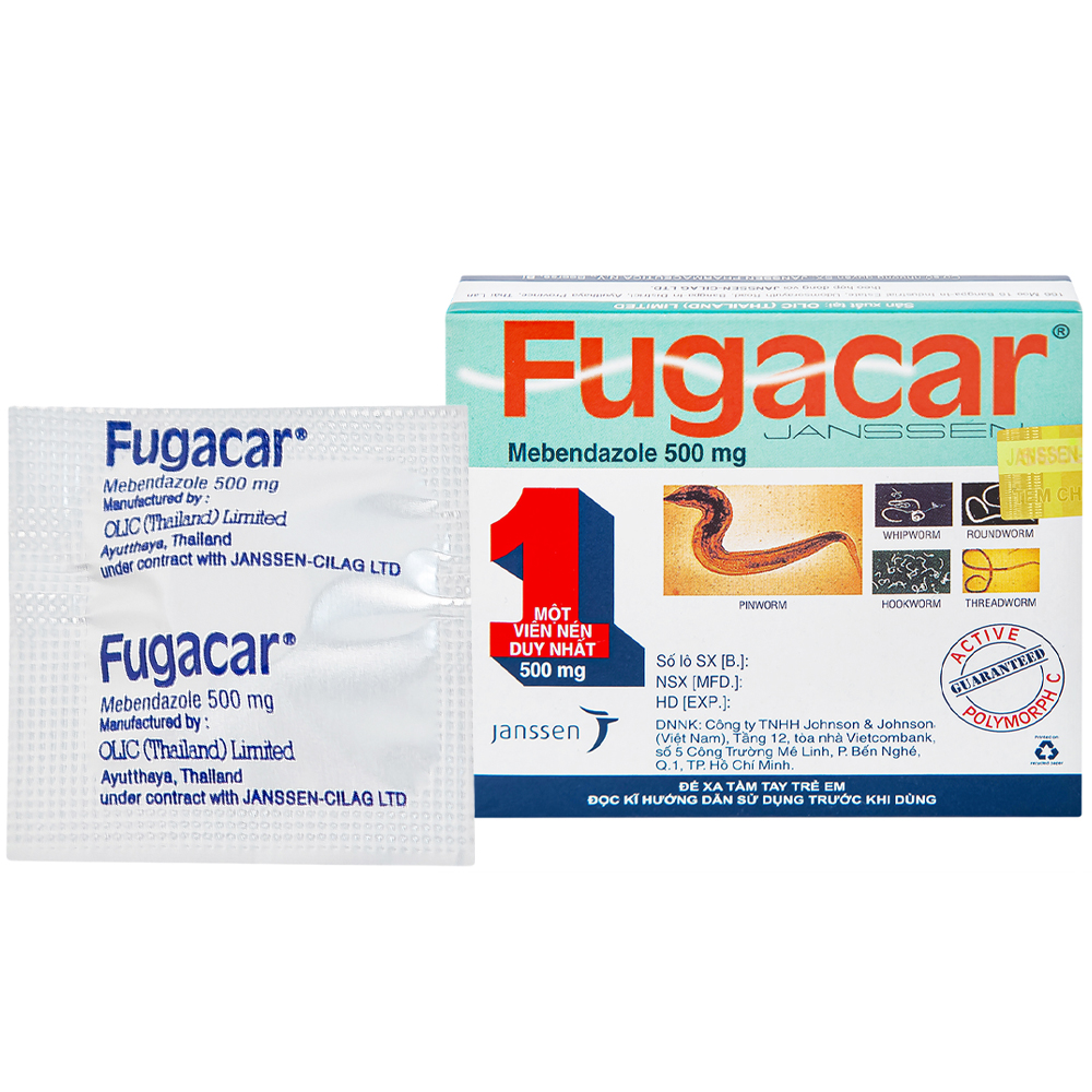 Thuốc Fugacar EU 500Mg: Tẩy giun hiệu quả (1 Vỉ x 1 Viên)