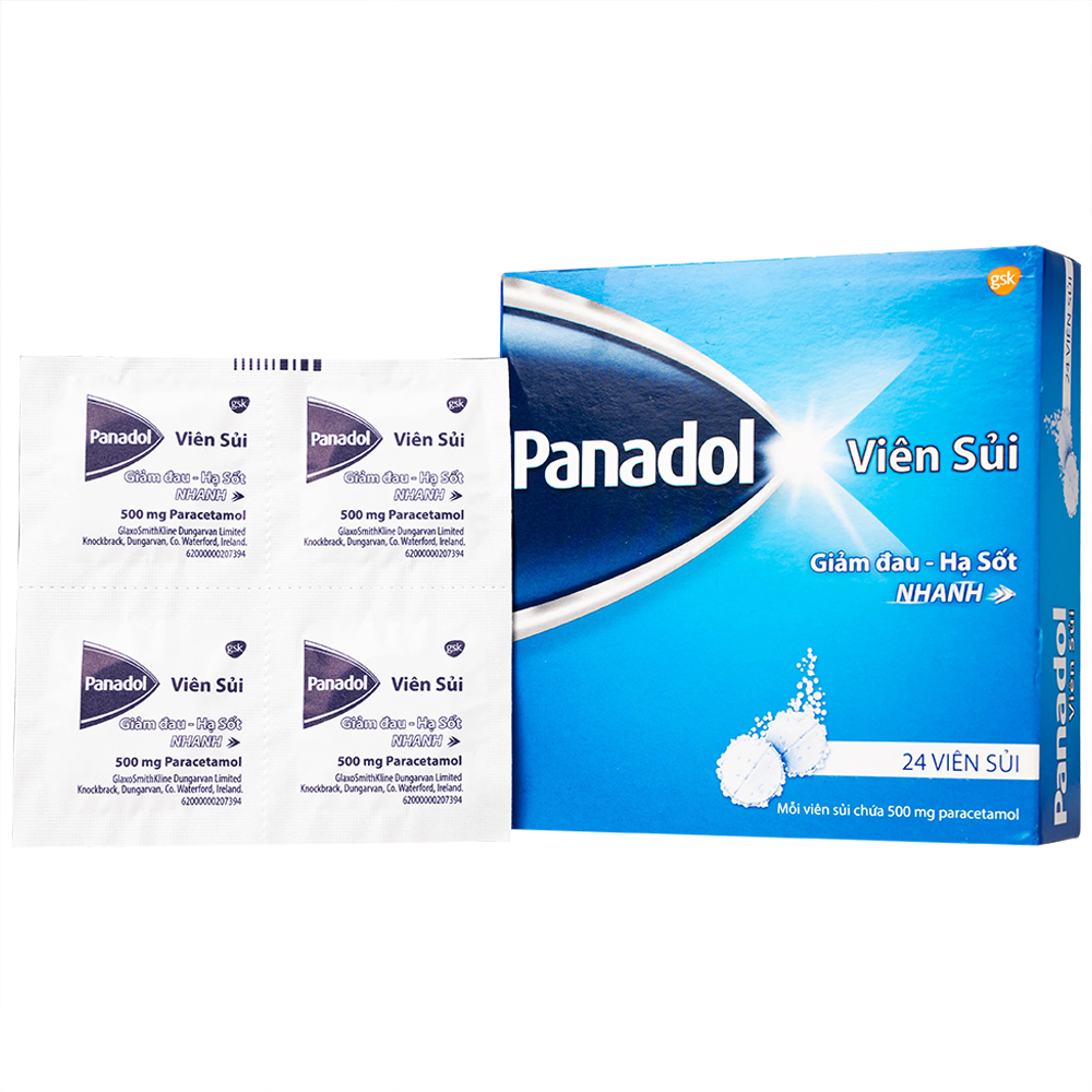 Viên Sủi Panadol giảm đau, hạ sốt (Hộp 6 vỉ x 4 viên)