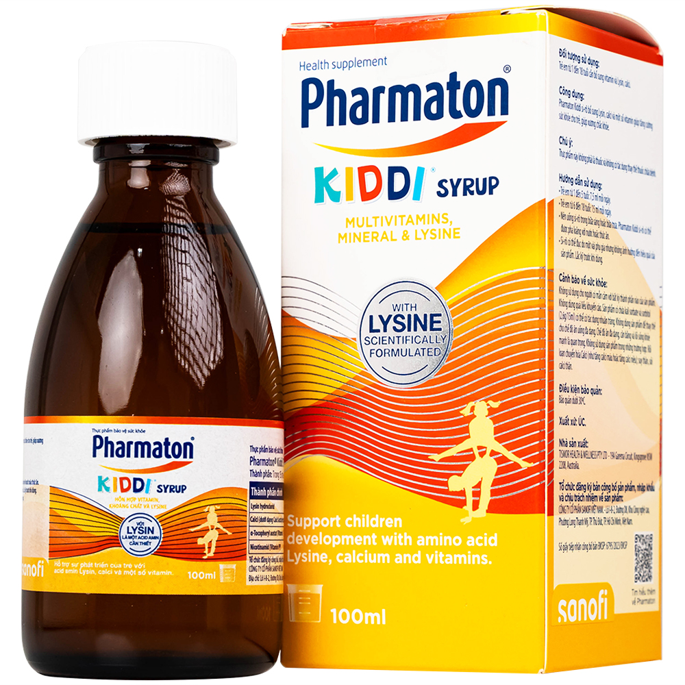 Siro Pharmaton Kiddi Giúp tăng cường sức khỏe, giúp xương chắc khỏe cho trẻ (Chai 100ml)
