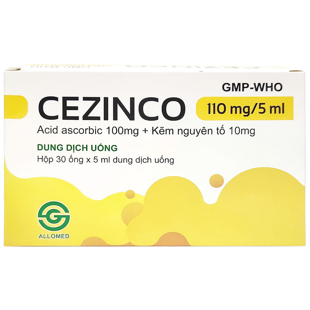 Thuốc CEZINCO ALLOMED 110mg/5ml điều trị thiếu viatmin C hoặc Kẽm ( Hộp 30 Ống)
