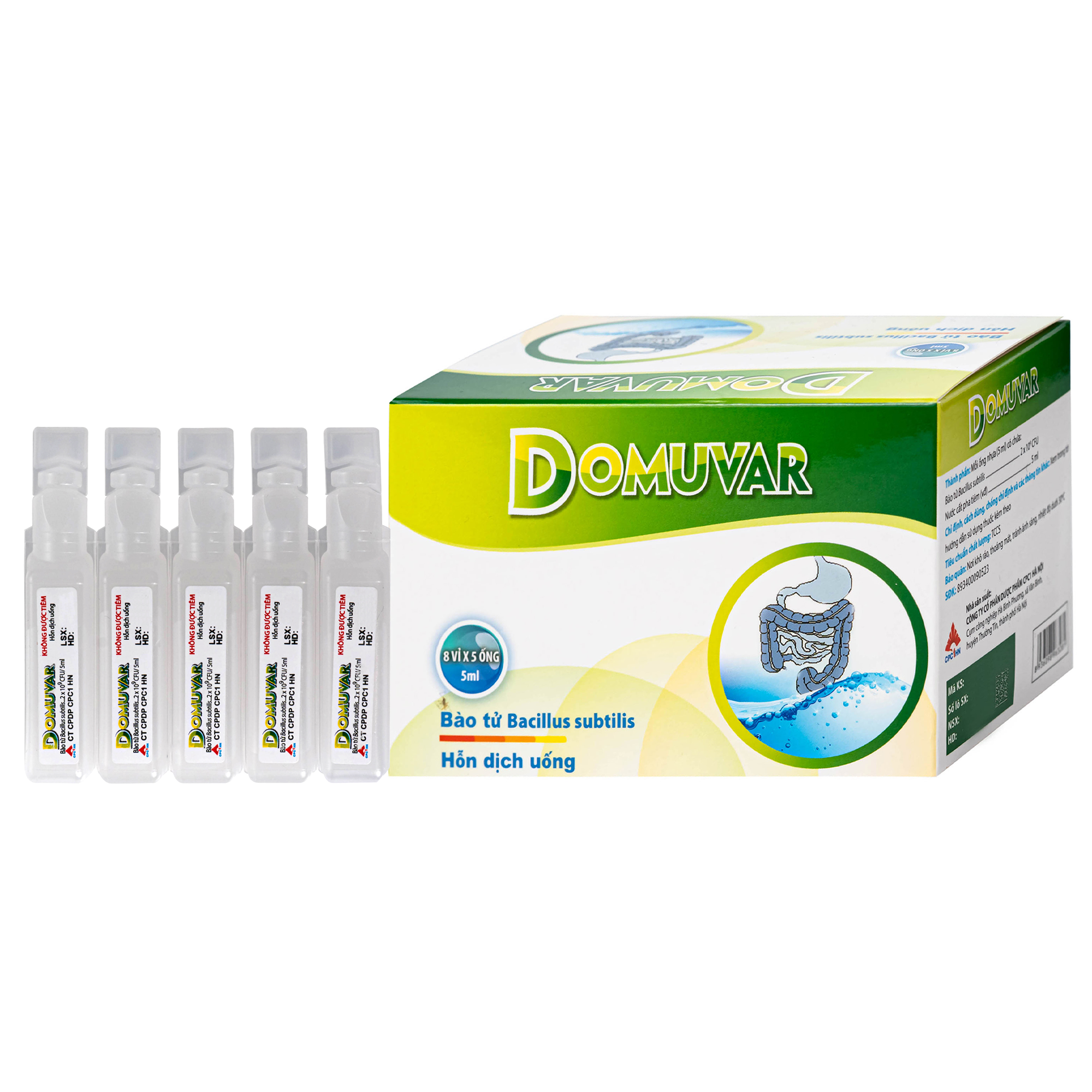 Thuốc Domuvar điều trị rối loạn tiêu hoá (Hộp 8 vỉ x 5 ống 5ml)