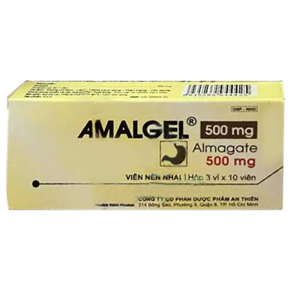 Thuốc Amalgel 500mg trị loét dạ dày-tá tràng, tăng acid dạ dày (HỘP 3 vỉ x 10V)