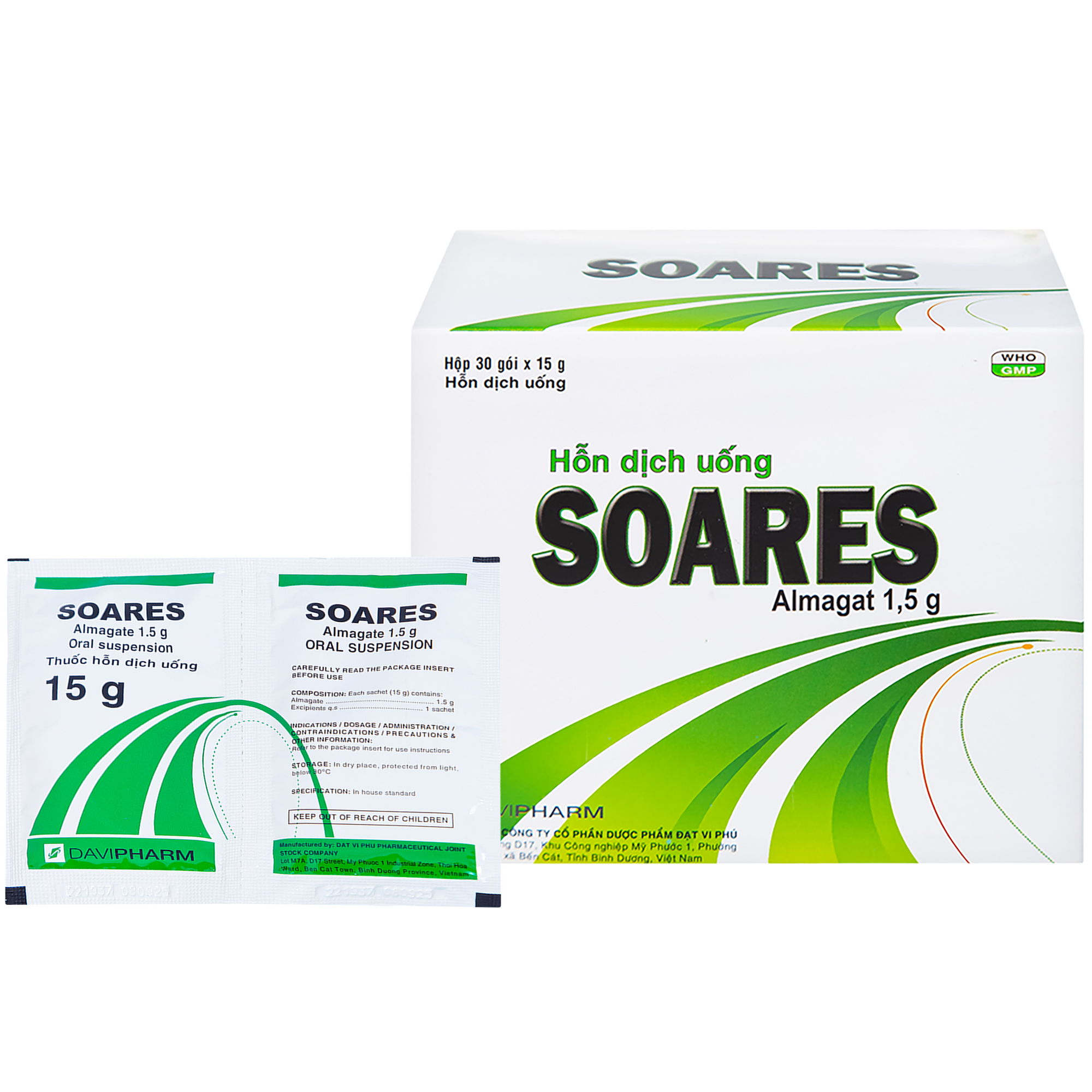 Soares Davipharm loét dạ dày - tá tràng, viêm dạ dày (30 gói x 15g)