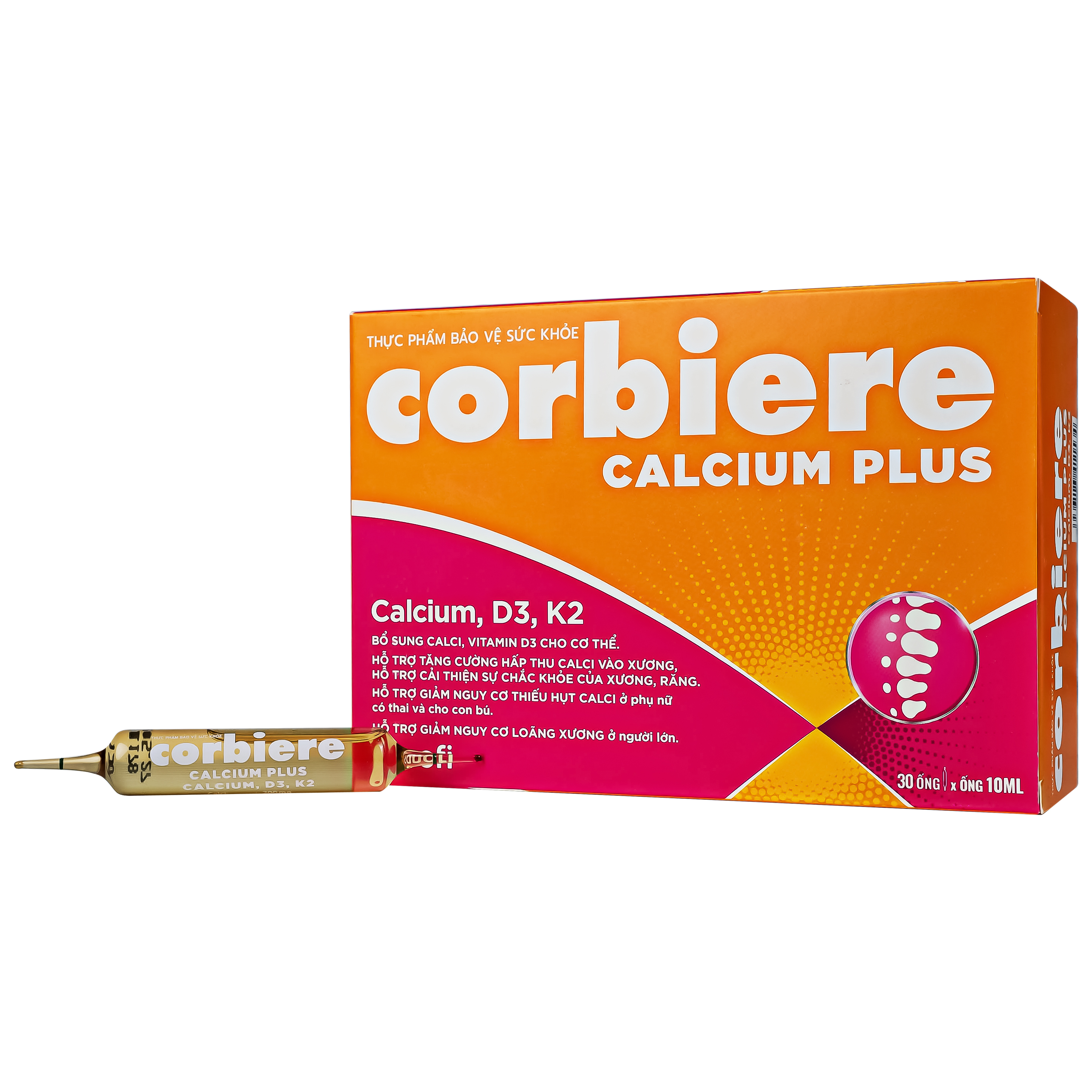 Thuốc Corbiere Calcium Plus Sanofi hỗ trợ hấp thu canxi (30 ống x 10ml)
