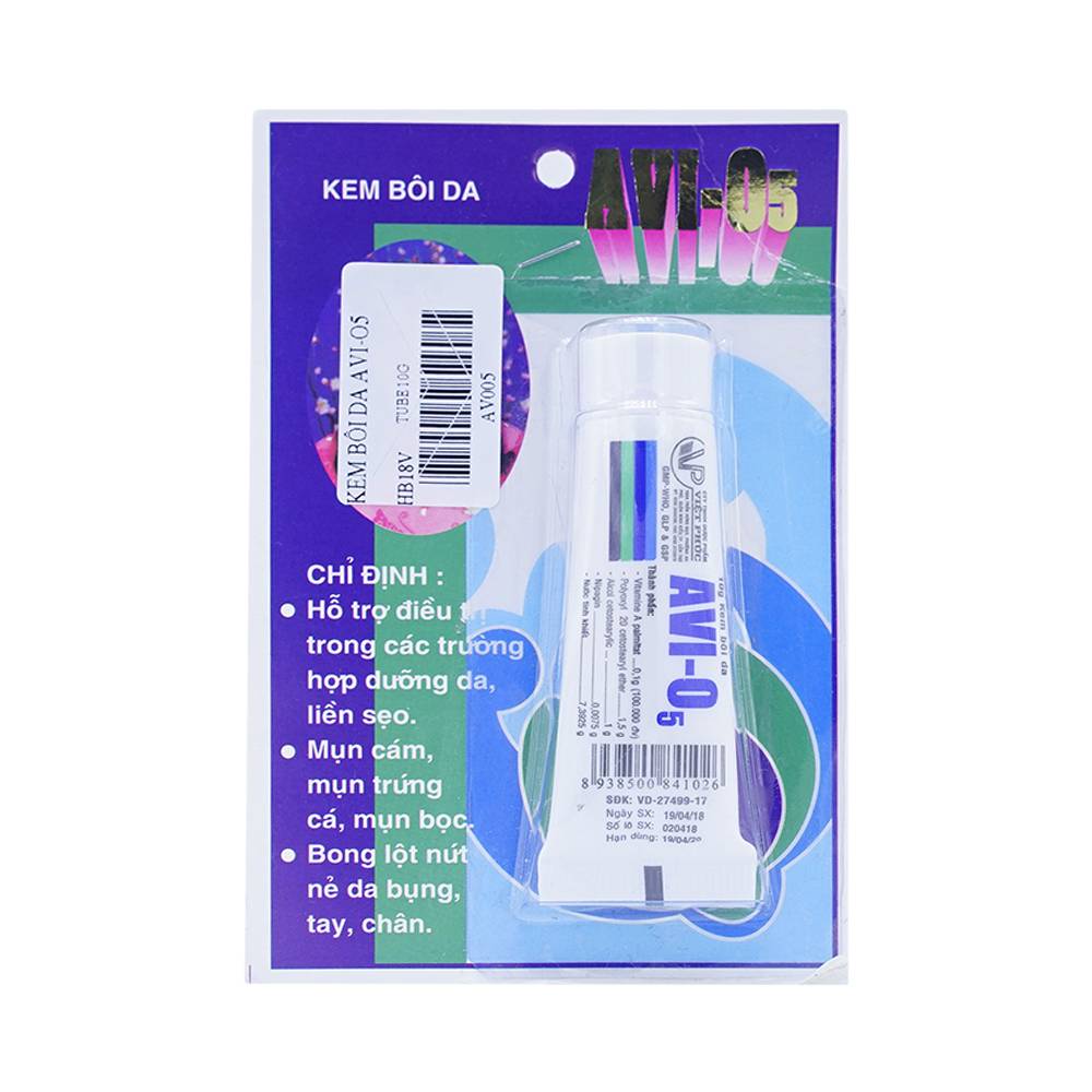 Kem bôi da Avi-O5 Việt Phúc trị mụn nhọt, mun trứng cá (Tuýp 10g)