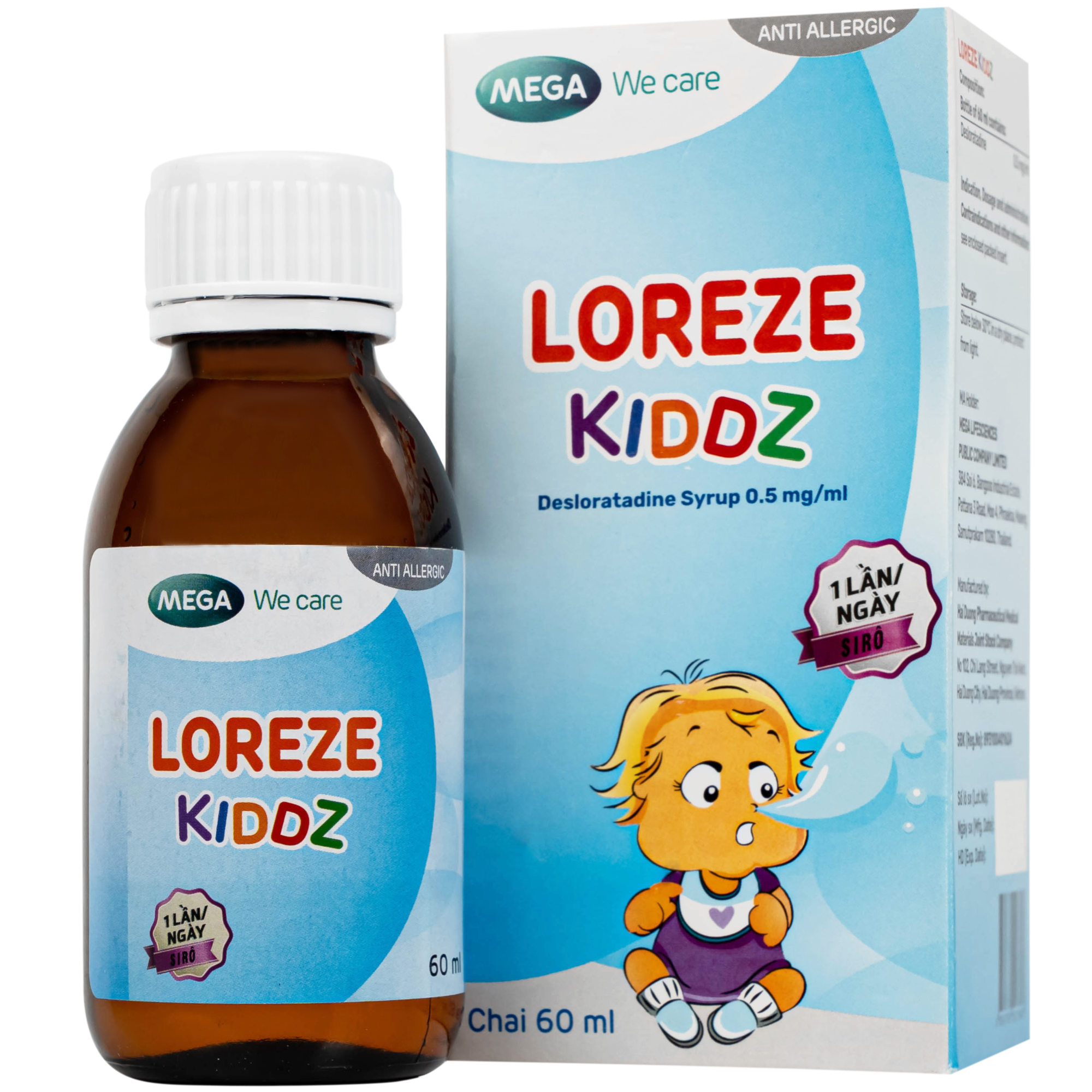 Loreze Kiddz Mega (Chai 60ml) ngừa và điều trị viêm mũi dị ứng