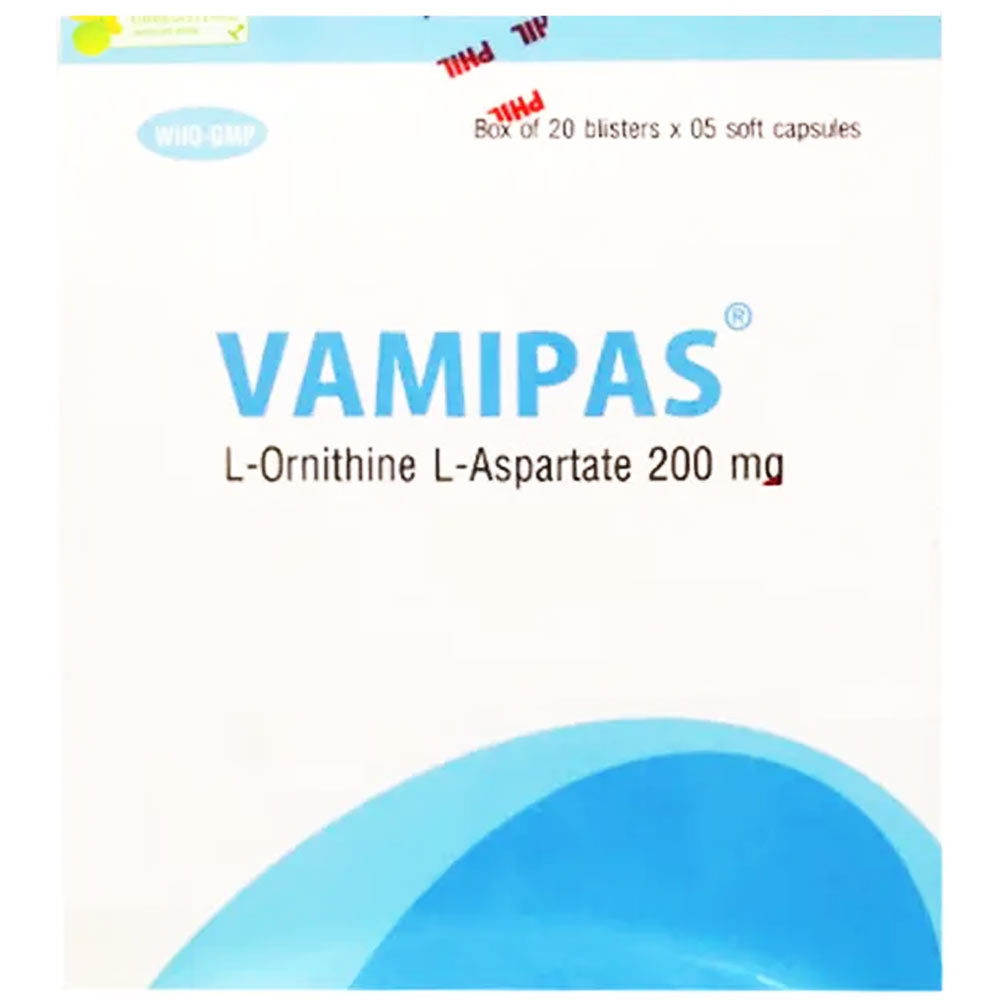 Thuốc Vamipas 200mg chữa trị bệnh viêm gan, xơ gan (Hộp 20 Vỉ x 5 Viên)