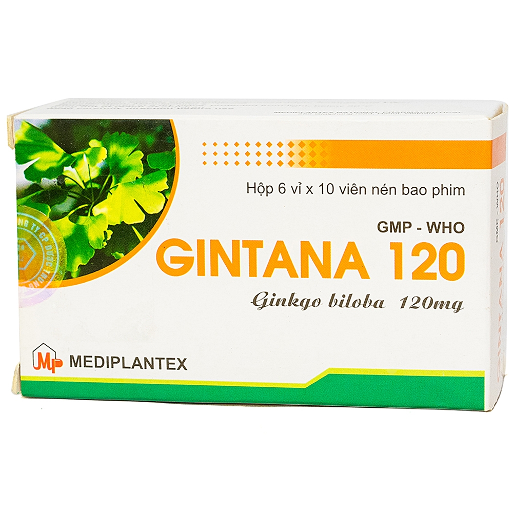 Thuốc Gintana 120 Mediplantex trị tai biến mạch máu não (Hộp 6 vỉ x 10 viên)