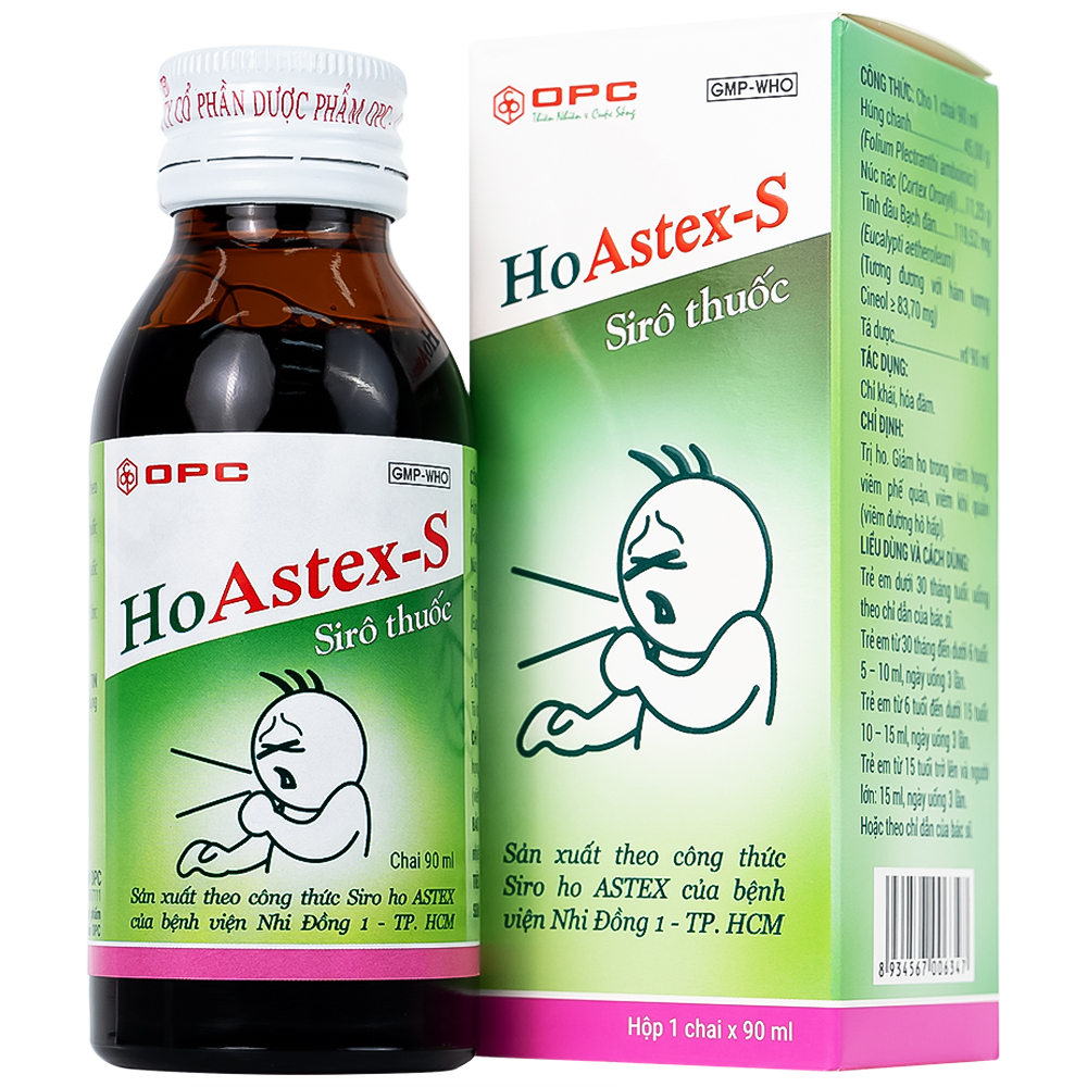 Ho Astex-S trị ho viêm họng, viêm phế quản, viêm khí quản (chai 90ml)