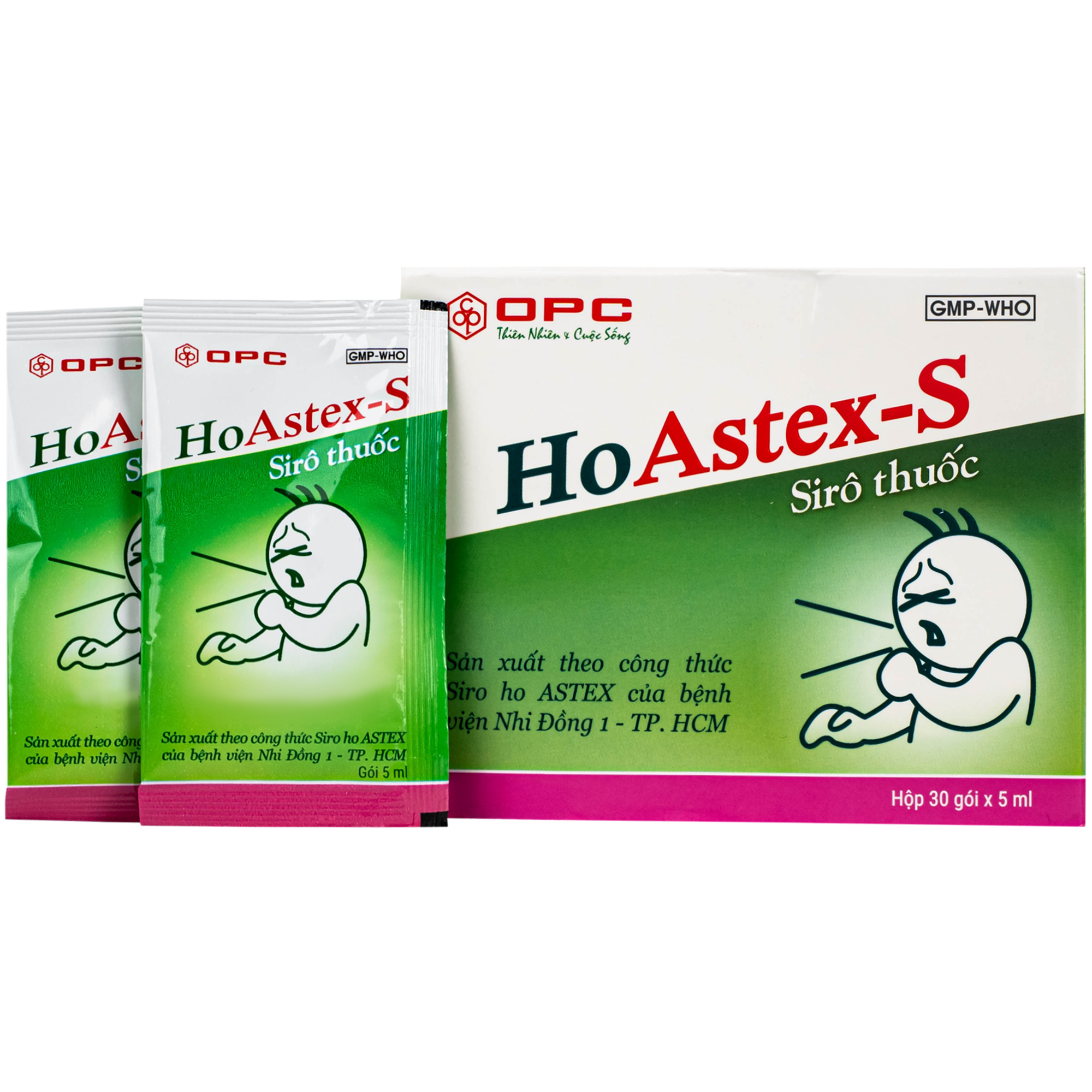 Siro HoAstex-S 5ml điều trị ho, viêm họng (Hộp 30 Gói)