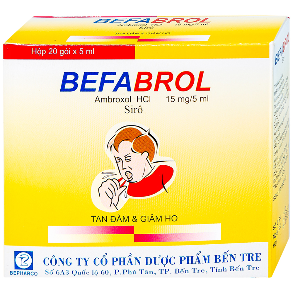 Thuốc Befabrol 15mg tiêu chất nhầy đường hô hấp (Hộp 20 gói x 5ml)