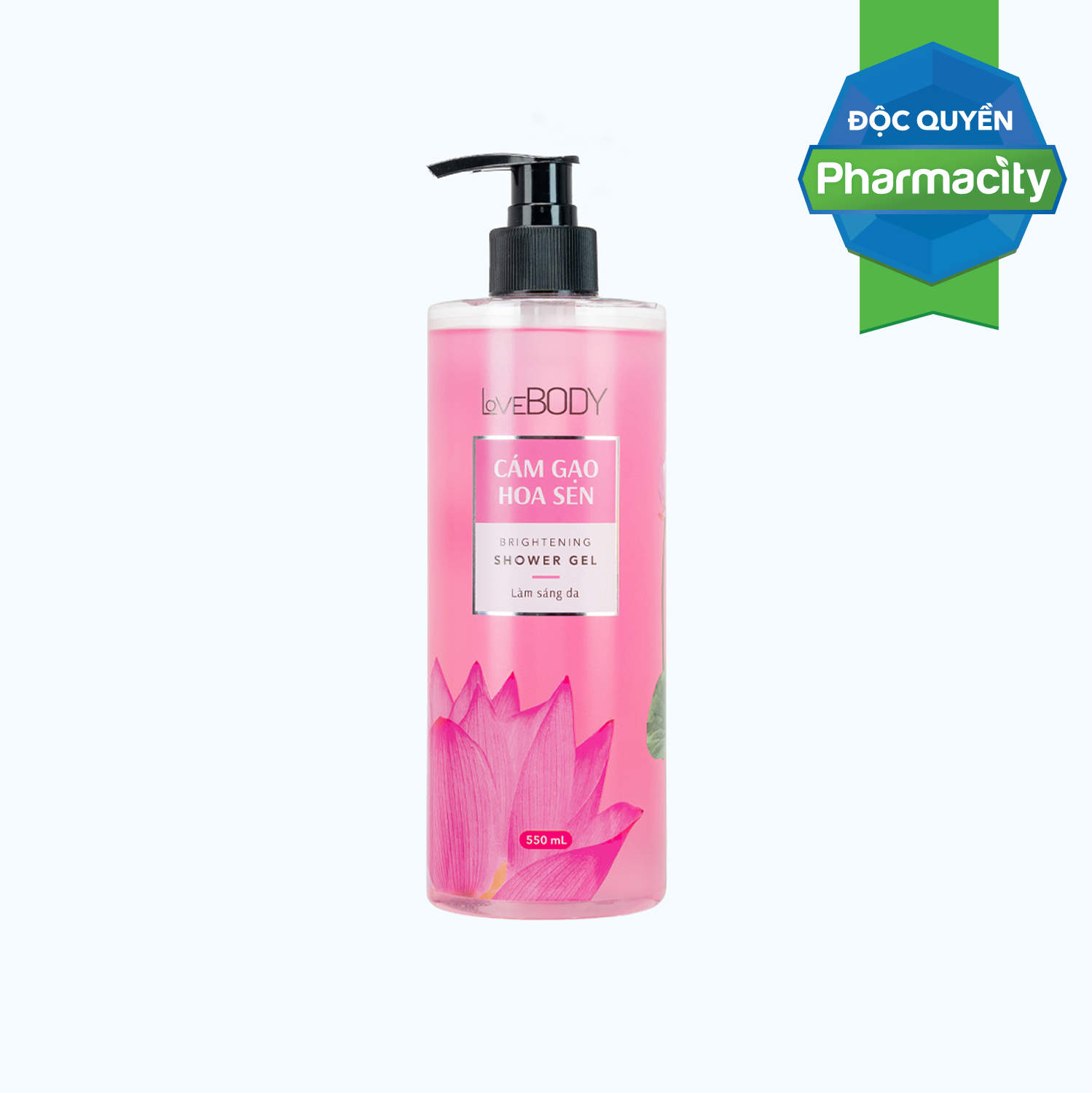 Sữa tắm Hương Cám Gạo Hoa Sen Lovebody làm sáng da, dưỡng ẩm sâu 550g
