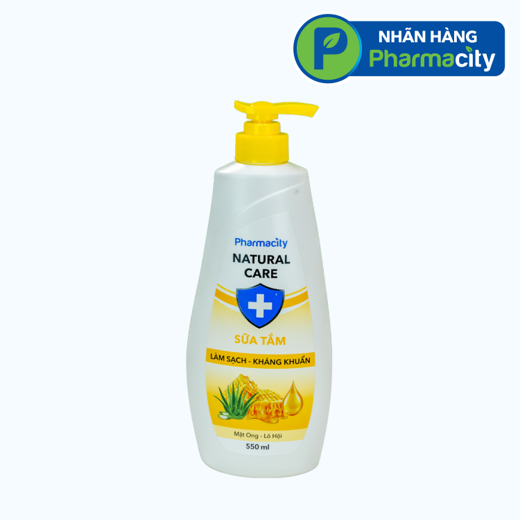 Sữa tắm tinh chất mật ong Manuka và chiết xuất lô hội Pharmacity Natural Care kháng khuẩn (550g)