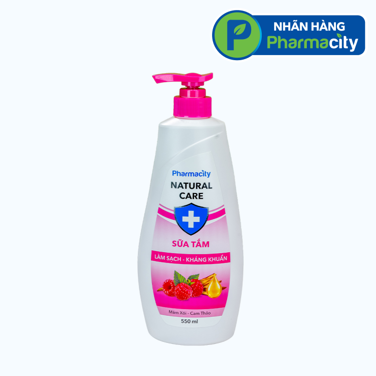 Sữa tắm hương lựu đỏ và chiết xuất lô hội Pharmacity Natural Care kháng khuẩn (Chai 550g)