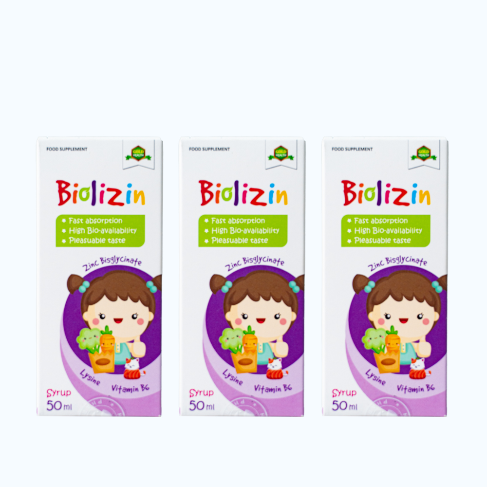 Combo 3 Lọ Siro Biolizin bổ sung kẽm tăng cường sức đề kháng cho trẻ (Chai 50ml)