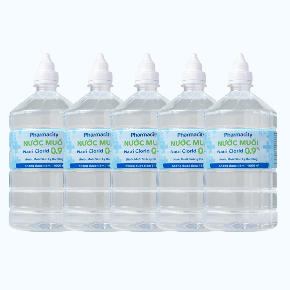 Combo 5 Chai Nước muối sinh lý Pharmacity Natri Clorid 0,9% (1000ml)