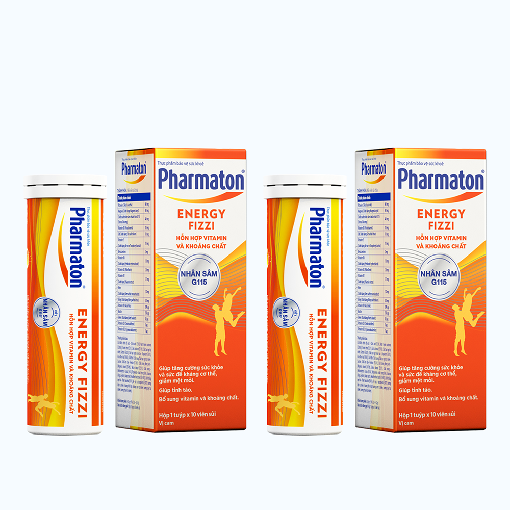 Combo 2 Hộp Thực phẩm bảo vệ sức khỏe Pharmaton Energy Fizzi Sanofi giúp tăng cường sức khỏe, sức đề kháng và giảm mệt mỏi (10 viên)