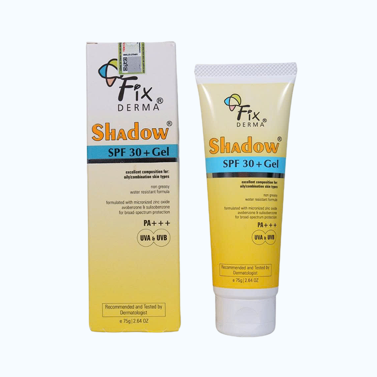 Gel chống nắng Fixderma Shadow SPF 30+/PA+++ giúp dưỡng ẩm và bảo vệ da tuýp 75g
