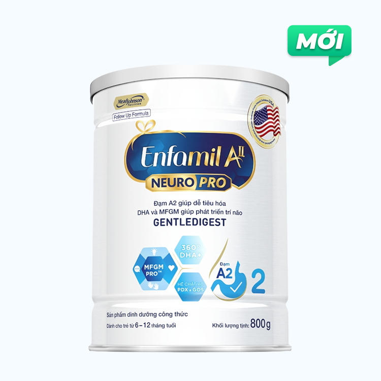 Sữa bột dinh dưỡng Enfamil A2 Neuro Pro 2 Cho Trẻ từ 6-12 Tháng (Lon 800g)