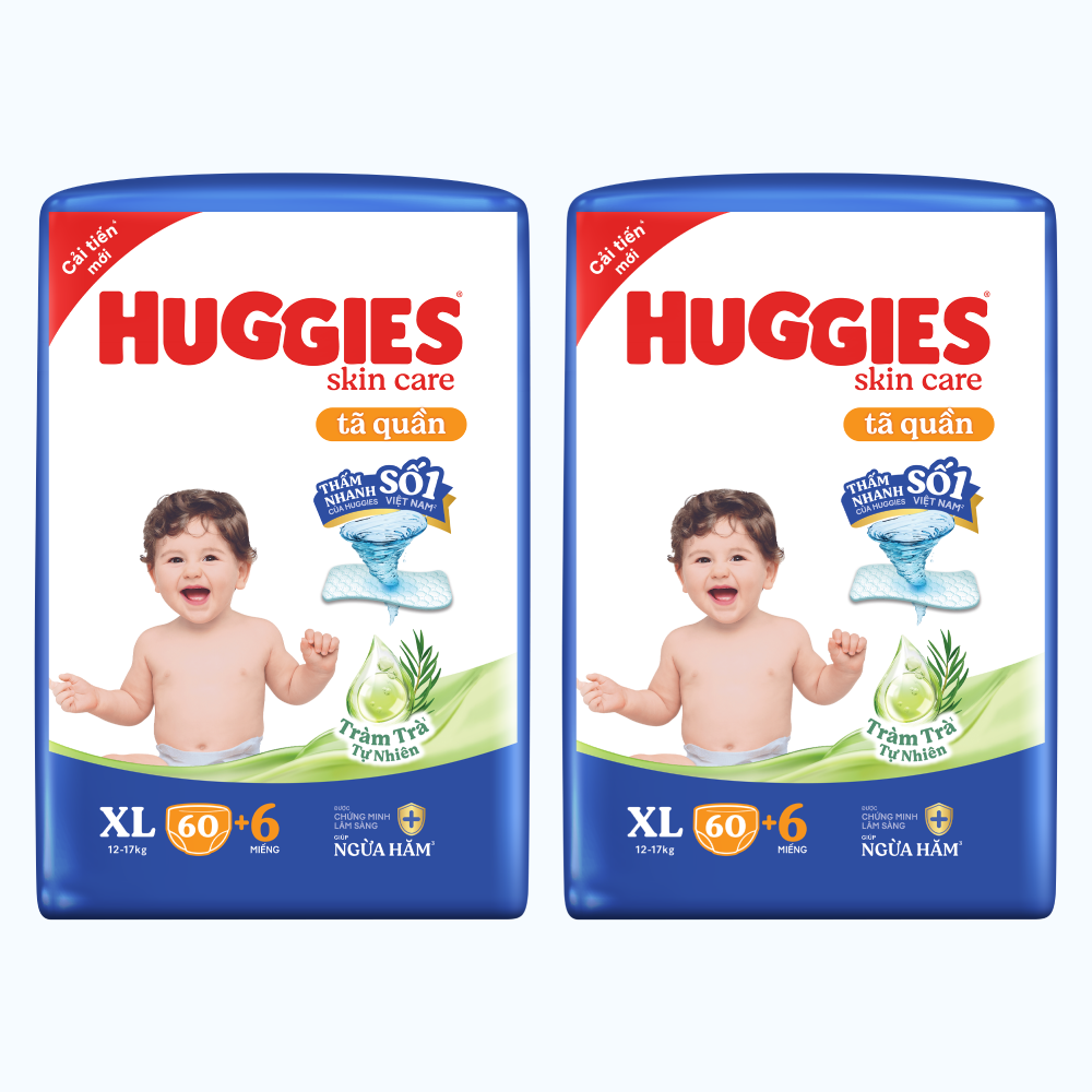 Combo 2 Gói Huggies Skincare Tã Quần Cực Đại Size XL 60 Miếng