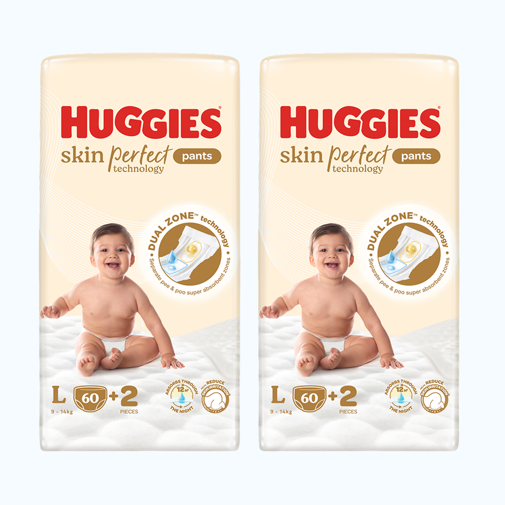 Combo 2 gói Huggies Skin Perfect Tã Quần Size L 60 Miếng