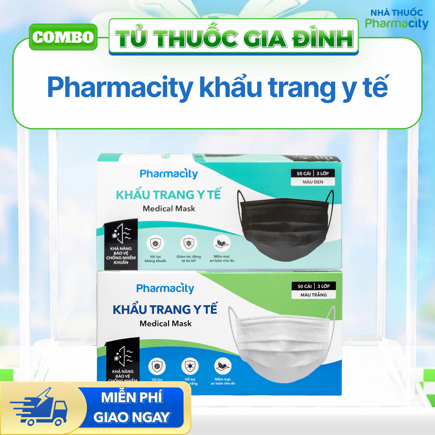 Combo Pharmacity khẩu trang y tế