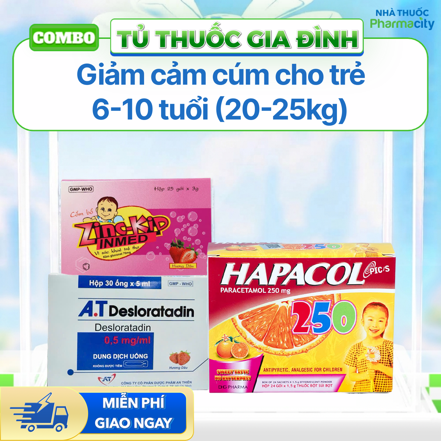Nhóm sản phẩm giảm cảm cúm cho trẻ 6-10 tuổi (Cân nặng 20-20.25kg)