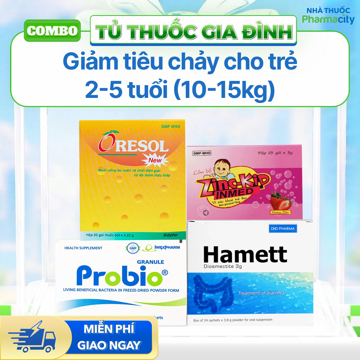 Nhóm sản phẩm giảm tiêu chảy cho trẻ 2-5 tuổi (Cân nặng 10-10.15kg)